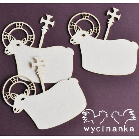 Tekturka Wycinanka Country Easter -Baranek Agnus Dei, 3szt